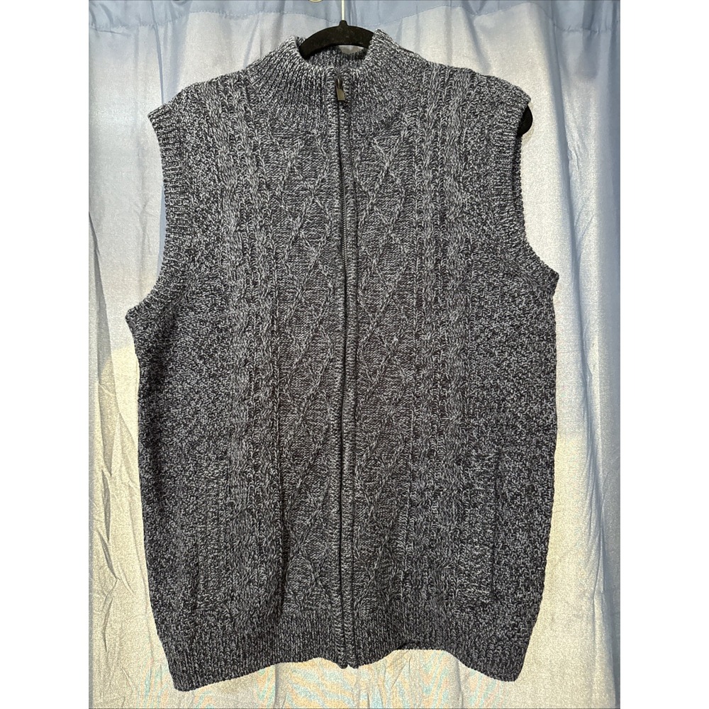Emerald Isle Wool Cable Knit Sweater Vest Blue Quills Chunky Traditional Weaving
